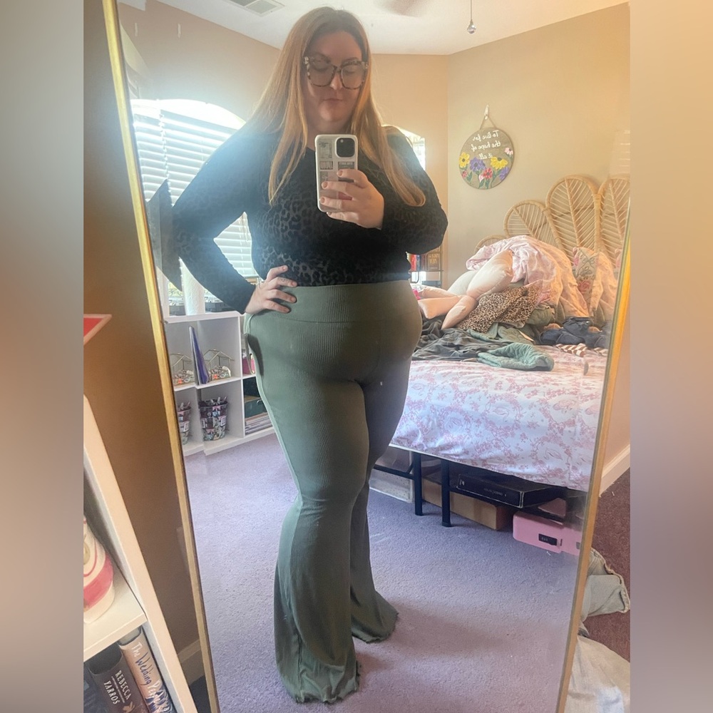 Green Flared Pants
